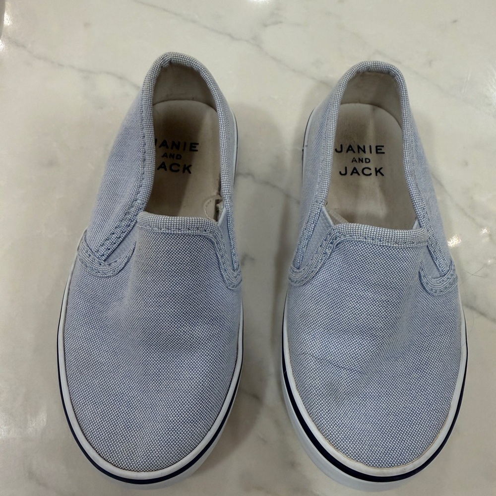 Janie and Jack Blue Canvas Boat Slip on Size 7 boys